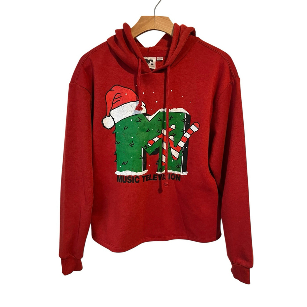MTV Music Television Hoodie Sweatshirt Mens Small Red
